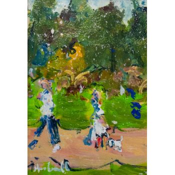Marie Carroll "Children Playing"  acrylic painting on board. Frame measures 53 x 44cm, painting measures 19 x 29cm. Price includes nationwide delivery.