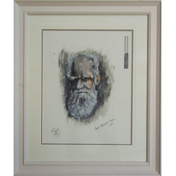 John Schwatschke "George Bernard Shaw" portrait painting on paper