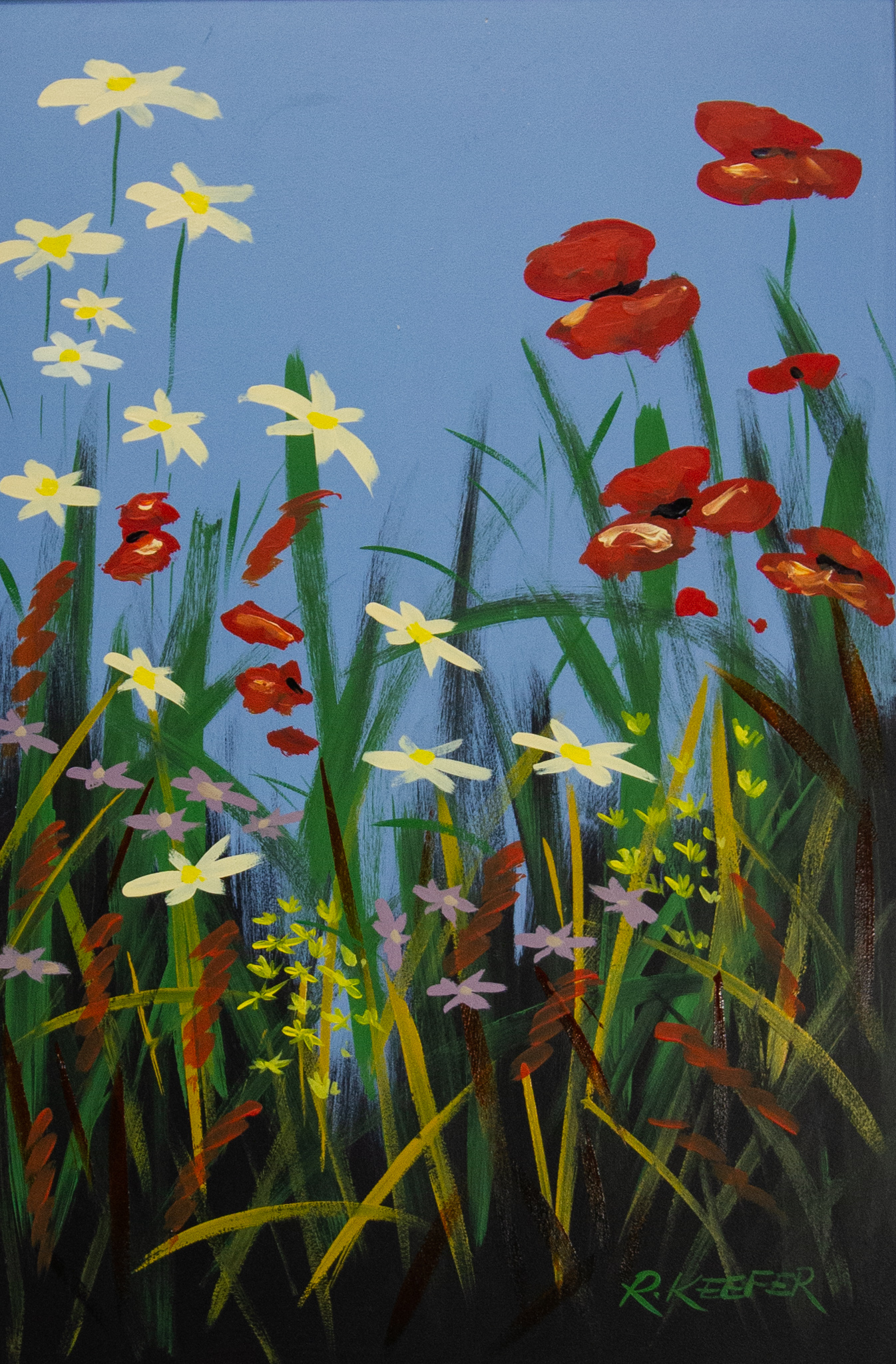 IMG_6892 Ronald Keefer oil painting on board "Meadow Wild Flowers". Frame measures 65w x 90h in cm, painting measures 50w x 75h cm. Price includes nationwide delivery