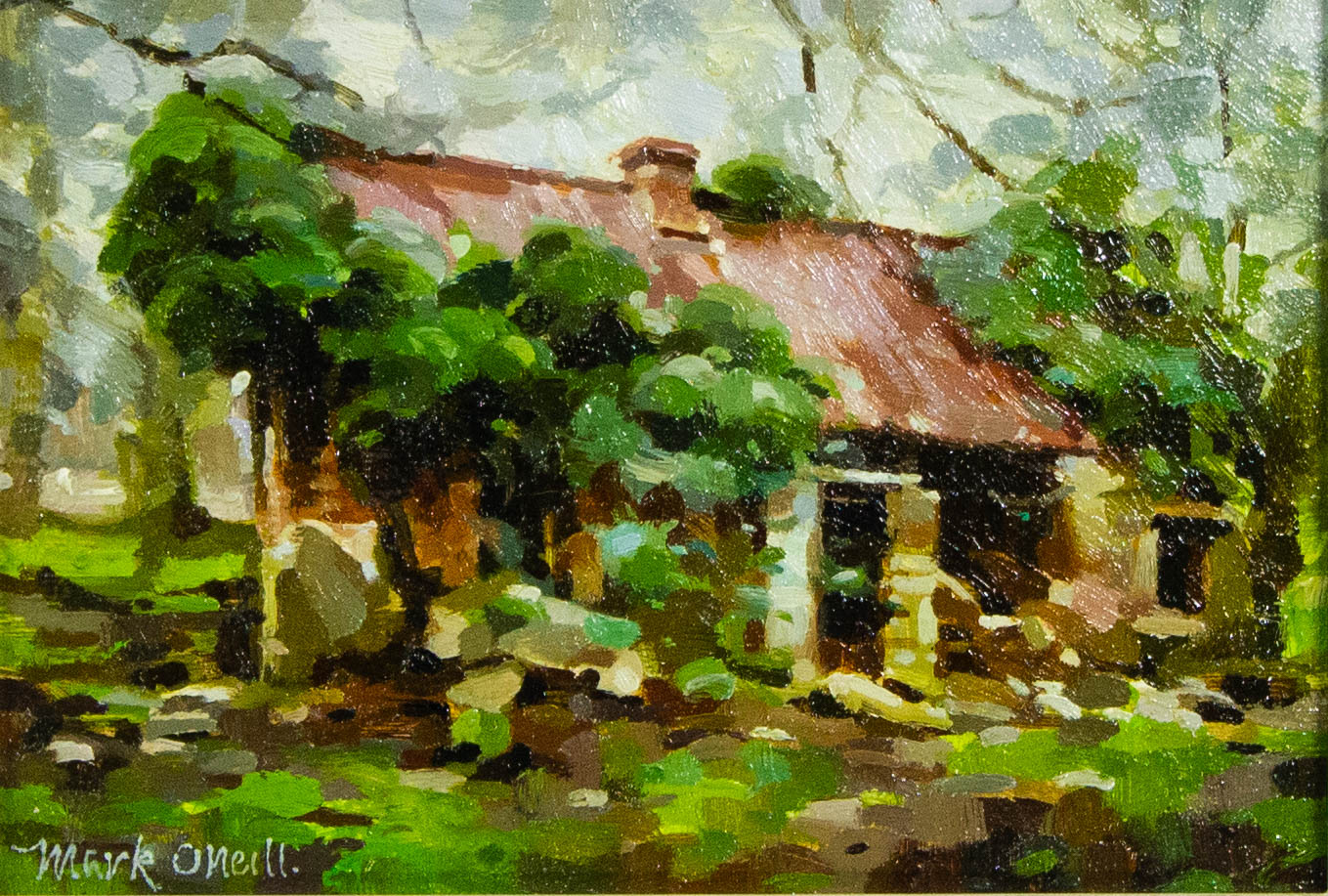 IMG_8872 Mark O'Neill "Homestead III" oil painting on board. Frame measures 47 x 40cm, painting measures 24 x 16cm. Price includes nationwide delivery